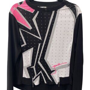 Jamie Sadock Graphic Long Sleeve Top Size Small Crewneck Geometric Performance
